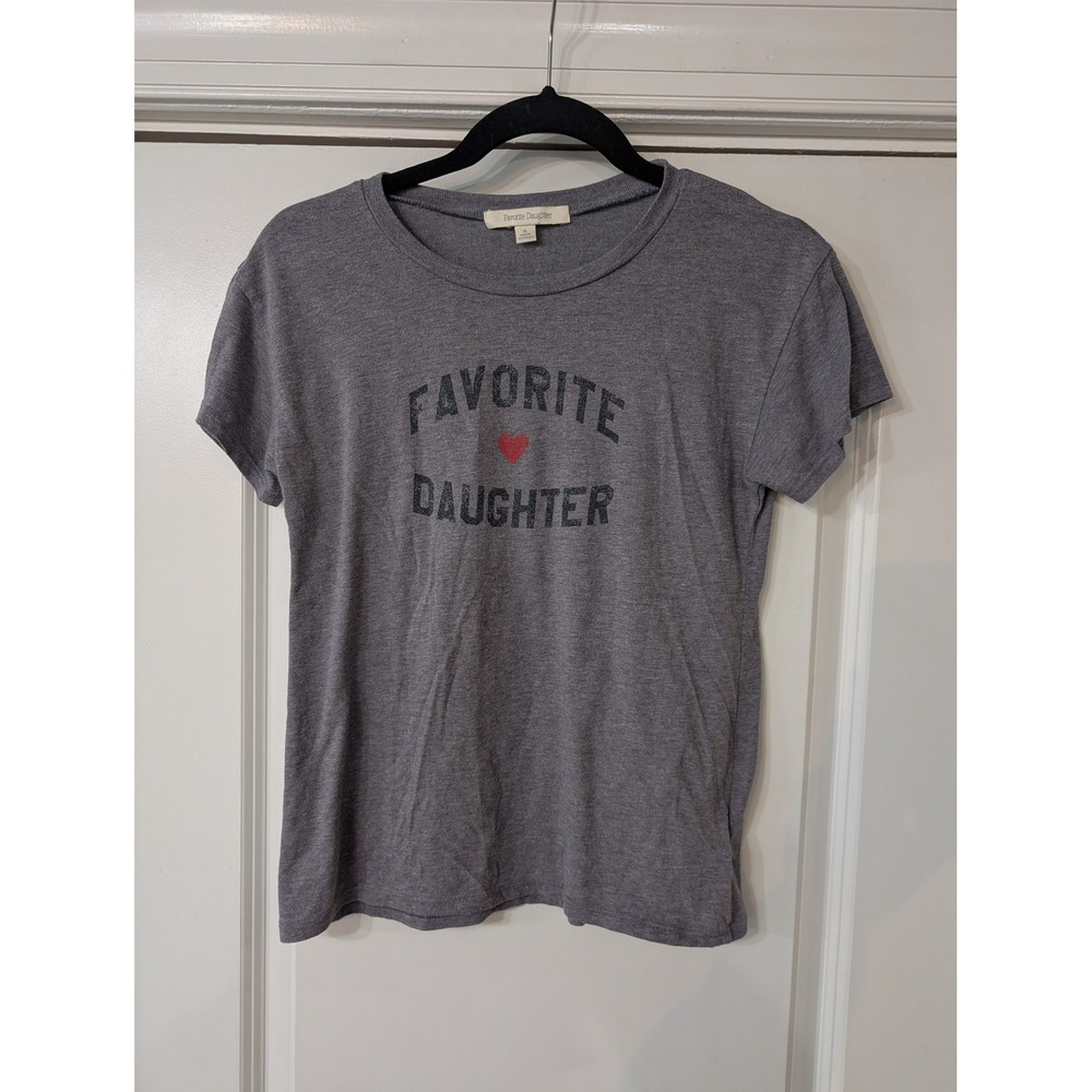 Favorite Daughter Gray 'Favorite Daughter' Short Sleeve Tee with Pink Heart - Picture 3 of 8